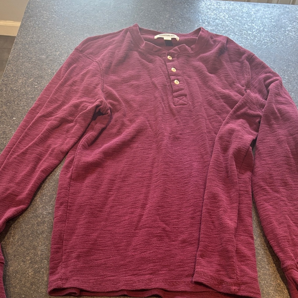 Goodthreads Men's Burgundy Long Sleeve Henley
